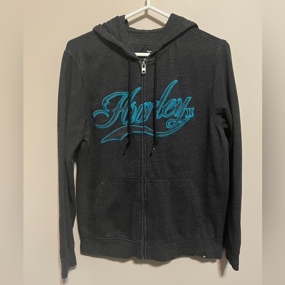 Hurley Charcoal Zip-Up Hoodie, size S